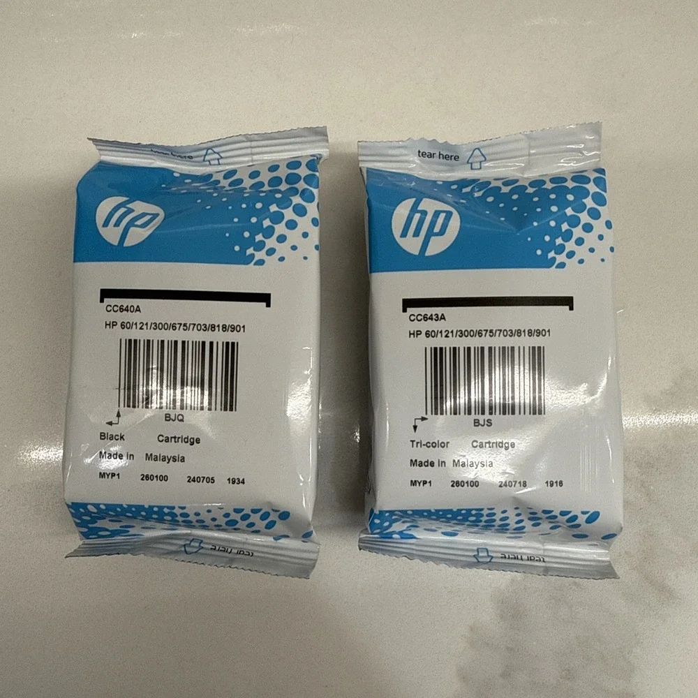 NEW / OPEN BOX Genuine HP 60 (901) Black & Tri-Color 2-Pack Ink OEM Exp 07/2026